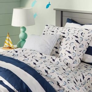 🦈PillowFort Kids Shark Twin‎ Sheet Set - 3pc - Blue Sharks - Microfiber